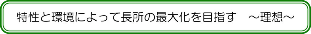 特性と環境によって長所の最大化を目指す　～理想～