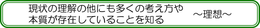 現状の理解のほかにも多くの考え方や本質が存在していることを知る ~理想~